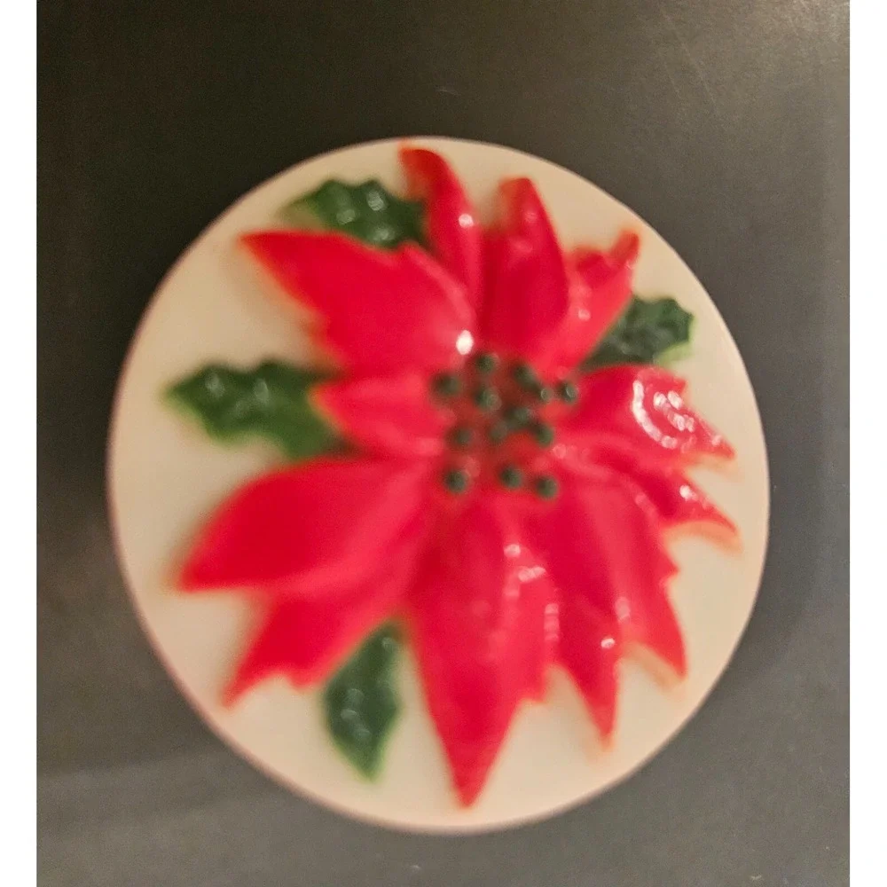 Poinsettia Flower Pin  Christmas‎ Holiday Red Green
